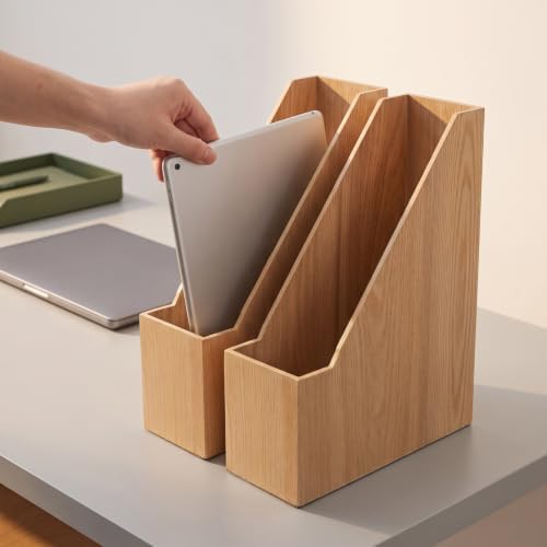 Wooden Desktop Bookshelf Organizer Space Saving Stable for Desk, Storage - Image 5