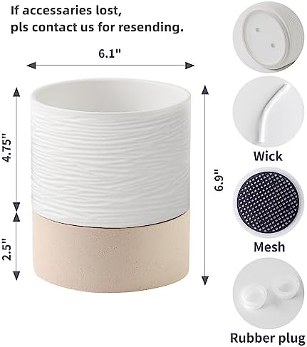 Nihow Ceramic Self Watering Plant Pot for Indoor Plants,6 Inch,White - Image 2