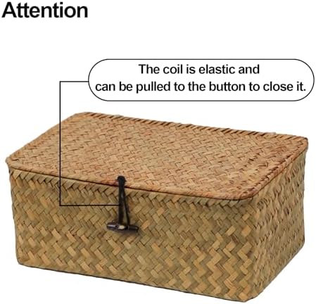 Wicker Storage Basket with Lid, Seagrass Storage Baskets for Organizing - Image 5