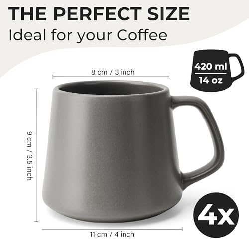 MIAMIO - Coffee Mugs Set of 4, Ceramic (14oz) - Luxe (Classic Pastel) - Image 2