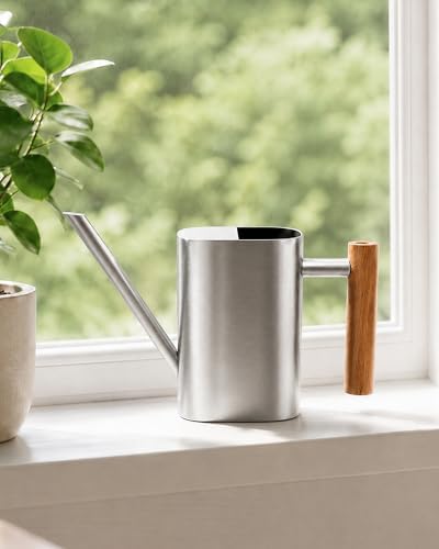 Bamworld Watering Can Indoor Plants 17oz 500ml Metal Silver by Bamworld