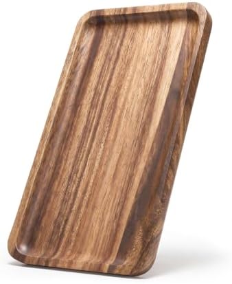 Small Wooden Tray, Acacia, 9.8" x 5.9" by Unknown