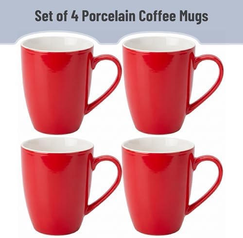 BTaT- Porcelain Coffee Mugs Set, 16 Ounces, 4 Pack, Red Ceramic Coffee Mugs with Handle, Restaurant Cups for Mocha, Tea, Cappuccino, Cocoa, Cereal, Mug Gift Set, Dishwasher and Microwave Safe - Image 2