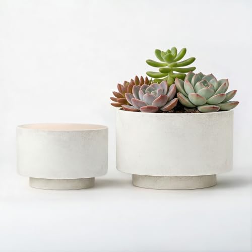 Succulent Pots, 8"+6" Plant Pots, Ceramic Planters for Indoor Plants by YBXYIBOXUAN