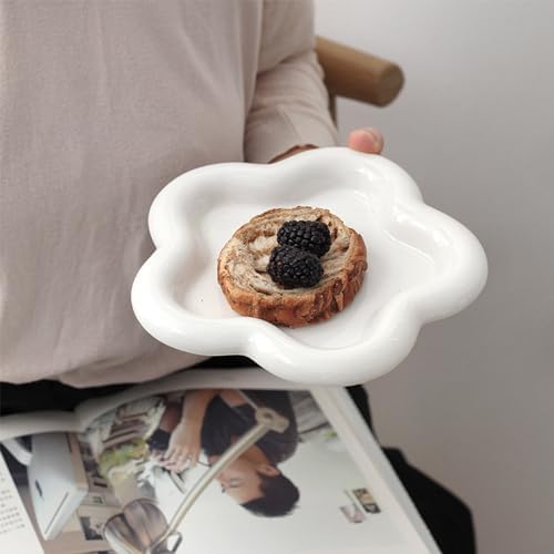 Small Ring Holder Dish, Ceramic Jewelry Dish Tray, Flower Shape Jewelry Tray for Women, Room Decor Aesthetic Trinket Dish, Wedding Engagement Jewelry Plate Bowl for Earrings Keys Perfume Gift - Image 6