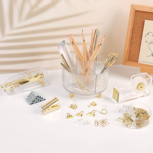SKYDUE Gold Office Supplies Set with Pencil Holder for Desk - Image 6
