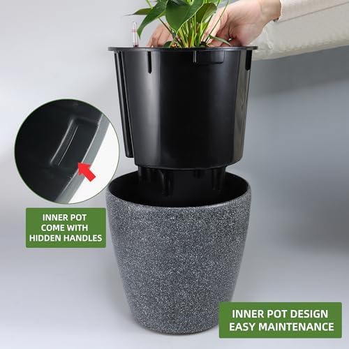 Dexceder 15x14 Self Watering Planter with Wheels (Stone Matte) - Image 4