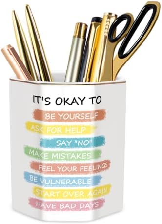 Pen Holder for Desk, Desk Organizer for Office, Inspiring Words by WAVEYU
