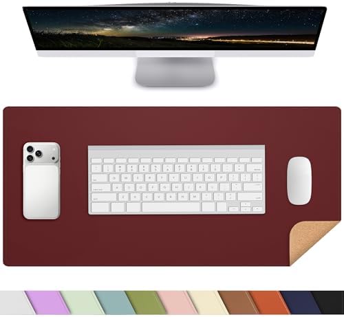 AFIING Leather Desk Pad Protector, 23.6" x 13.7", Red by AFIING