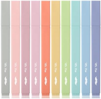 Mr. Pen- Aesthetic Highlighters No Bleed, 10 Pack, Assorted Colors | Chisel Tip, Cute Highlighters Assorted Colors for Journaling, Highlighting, Underlining, Fast Dry, Back to School Supplies by MrPen