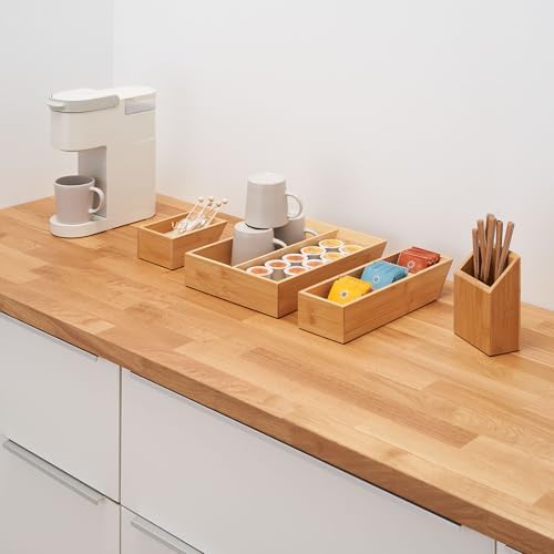 TRINITY EcoStorage 4-Piece Bamboo Desk & Drawer Organizer Set - Image 3