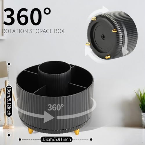 Camelmother 360°Rotating Pen&Pencil Holder For Desk With 5Slots Cute Office - Image 2