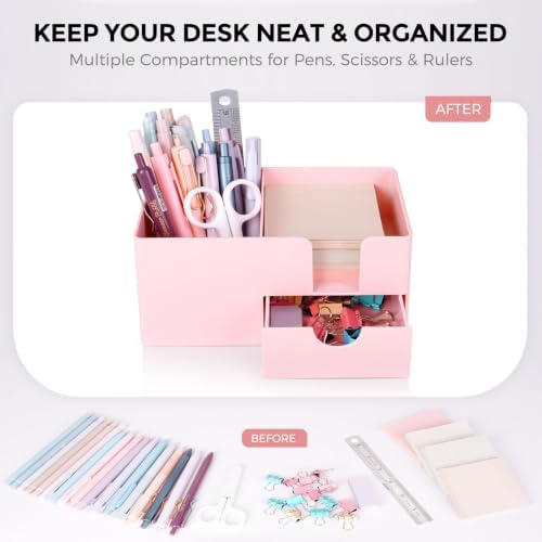 SKYDUE Small Desk Organizer with Sticky Notes Holder,Pen Holder for Desk - Image 6