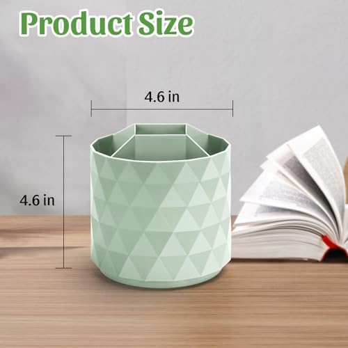 minimaliving Desk Organizer,Sparkling Diamond-like Pen Holder for Desk 360°Rotating Office Accessories,Pencil Cup with 5 Compartments Storage Box Caddy for Office,School,Home,Art Supply(Green) - Image 4