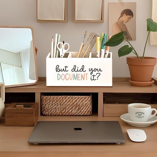 Funny But Did You Document It Pen Pencil Holder for Desk, HR Human Resources Gifts, Office Humor Gifts for Coworkers Women Men Wooden Box Sign Decorations for Office Desk Tabletop - Image 3