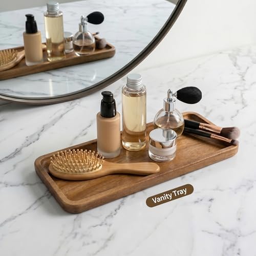 Small Wooden Tray | Acacia Wood Serving Tray Platter Mini Vanity Tray Decor - Image 5