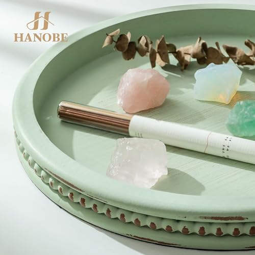 Hanobe Sage Green Decor Tray, Beaded Edge & Distressed Finish - Image 4