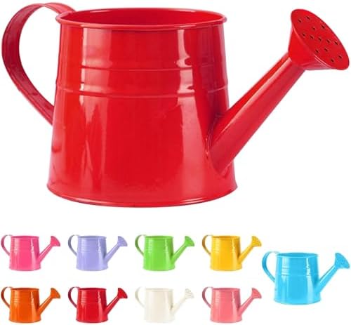 Watering Can Gardening Tool Accessories, Sprinkling Can 1L Metal Flower Garden Watering Can for Outdoor Indoor Plants Lawn Garden (red) by Unknown