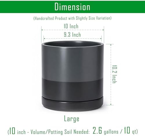 D'vine Dev 10 Inch Ceramic Planter Pot, Slate, 94-O-E-5 - Image 3