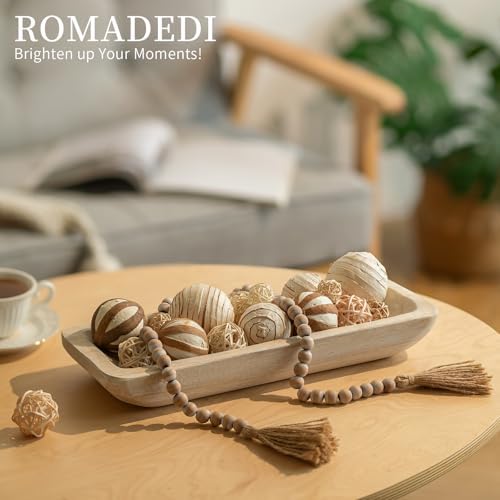 Romadedi Paulownia Wood Dough Bowl for Decor, Candle Tray 16-in Long - Image 3