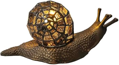 Bieye L10980 Amber Land Snail Tiffany Style Stained Glass Accent Table Lamp by Bieye