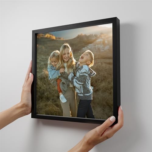 Mixtiles Official Custom Photo Tiles - Magnetic Wall Frames - Adhesive Sticker, no Nails - Personalized Printed Photos - Various Sizes and Frames - 12x12-1-Tile - Normal Black