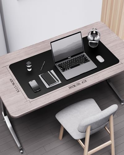 YSAGi Double-Sided Desk Pad, 35.4"x17"Leather Desk Mat, Eco Cork Desk Pad Protector,Large Mouse Pad,Waterproof Desk Blotter for Office/Home(Black) - Image 2