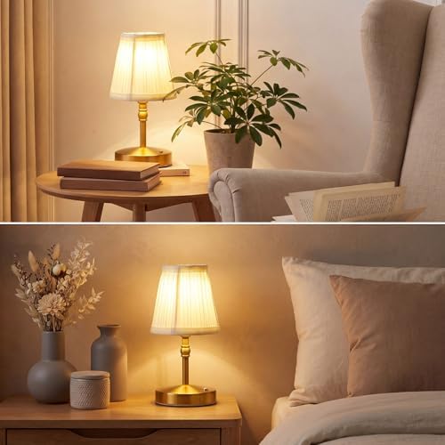 Liliful 2 Pcs Cordless Table Lamp LED Touch, Gold, Weaving Style - Image 6