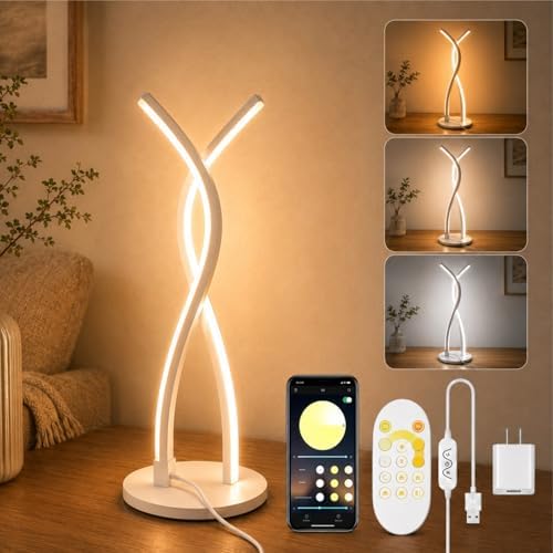 MORIACC Smart LED Desk Lamp, App Control & Remote, Dimmable Bedside Light by MORIACC