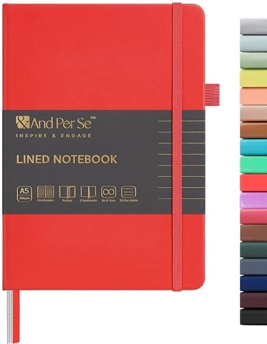 &And Per Se Lined Journal Notebook, 160 Pages, A5 5.7 x 8 inches College Ruled Thick Paper Notebook Journals for Writing, Hardcover Notebooks for Women Men Office School (1 Pack, Red) by AndPerSe