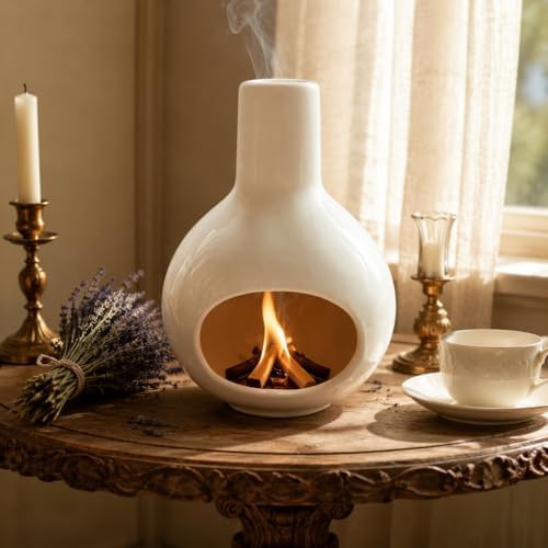 White Ceramic Incense Holder, Handmade Incense Burner for Sticks Cones Backflow, Palo Santo Holder Sage Burner with Ash Catcher, Meditation Accessories Aromatherapy Gift Set by Unknown