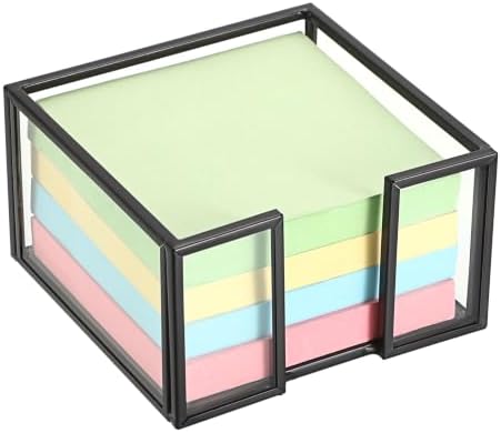 BTSKY Metal Glass Sticky Note Holder for 3x3 Inch Sticky Notes by BTSKY