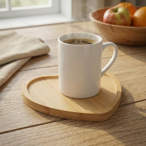 HOIGON 30 Pack Bamboo Coasters, 4 Inch Natural Wooden Coasters, Heart Bamboo Tray Saucer Set for Drinks, Crafts, Succulents - Image 5
