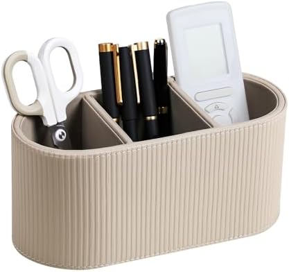 Remote Control Holder Pen Pencil Holder Desk Organizer Caddy(Beige) by Cretkhp