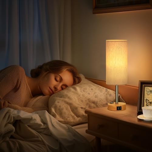 Fenmzee Bedside Table Lamp Set of 2 - Dimmable Touch, USB A+C, AC Outlet - Image 6