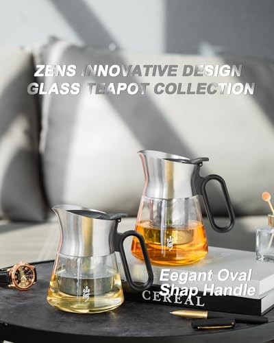 ZENS 17 oz Small Glass Teapot with Infuser For Loose Leaf Tea Steeper - Image 6
