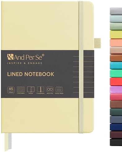 &And Per Se Lined Journal Notebook, 160 Pages, A5 5.7 x 8 inches College Ruled Thick Paper Notebook Journals for Writing, Hardcover Notebooks for Women Men Office School (1 Pack, Light Yellow) by AndPerSe