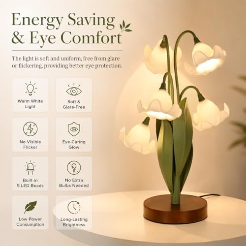 Flower Table Lamp for Bedroom, LED Cute Reading Light - Image 6