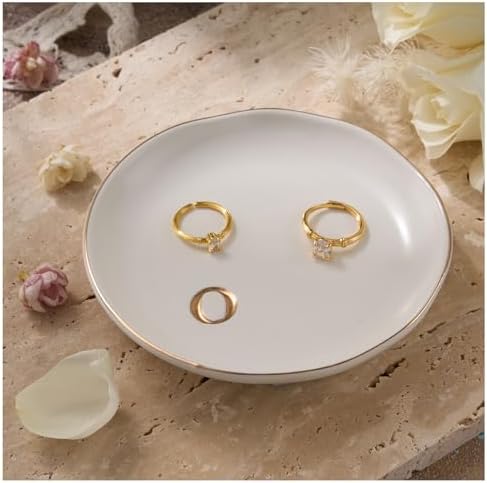 Lolalet Handmade Ceramic Ring Dish Jewelry Tray Plate with Initial, Small Monogram Gift for Her Women Girls Mother, Hostess, Engagement, Bridal Shower, Maid of Honor, Bridesmaid, Birthday, Christmas by Lolalet