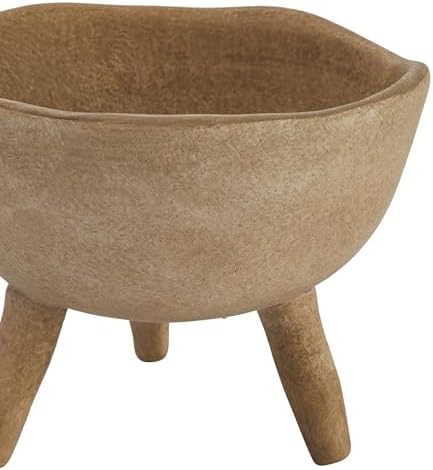Creative Co-Op Boho Terracotta Footed Planter with Organic Edge, Matte Taupe - Image 5