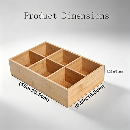 2 Pack Bamboo Desk Organizer with Adjustable Dividers - Image 3