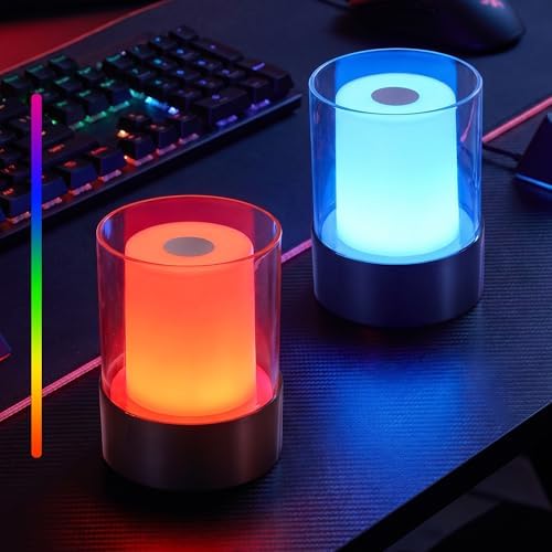 4" RGB Black Cordless Table Lamp 2, Small Outdoor Rechargeable Lamp by NEWSEE