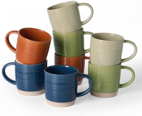 famiware Coffee Mugs Set of 8, 13 oz Mug Set, Ceramic Cup Set with Handle by Famiware