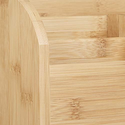 Relaxdays Bamboo Desk Organiser, Pen Holder, Letter Shelf, 5 Compartments, Wood Grain, 15 x 23 x 10 cm, Natural Brown, 10 x 22 x 15 cm - Image 5