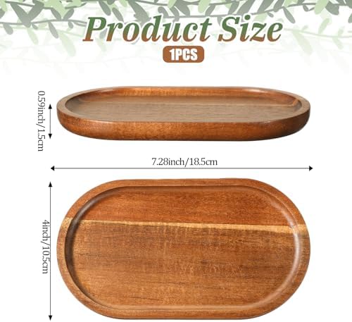 Small Wood Tray, 7.3"x 4" Mini Wooden Serving Tray Bathroom Countertop Organizer Trays Wood Counter Plates for Coffee Tables, Dessert, Snack, Fruit, Vegetable, Decor Restaurant - Image 2