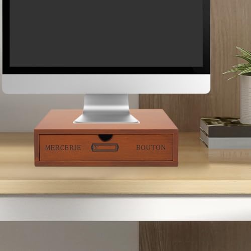 single drawer storage box wooden desk organizer pine wood varnish finish for makeup jewelry stationery small items monitor riser stand home office - Image 7