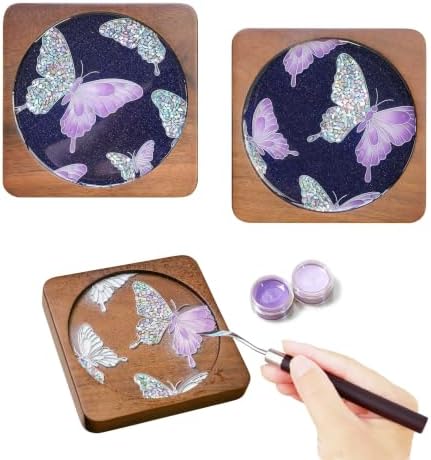 Cloisonne Kit, DIY Coasters Craft Kits, Filigree Enamel Art, Butterfly by Blauwhim