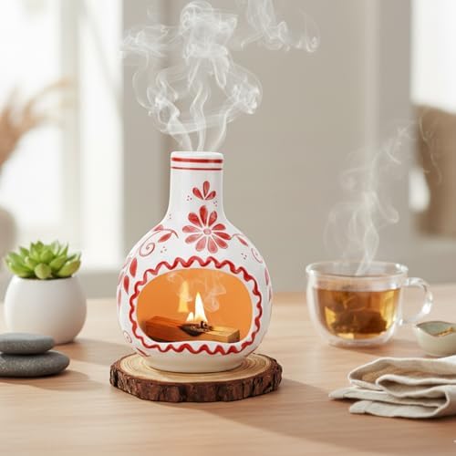 Ceramic Incense Holder–Handcrafted Palo Santo Holder with Chimney, Incense Burner with Ash Catcher for Sage, Cone Burning and Tealight, Perfect for Meditation, Yoga and Aromatherapy for Women - Image 6