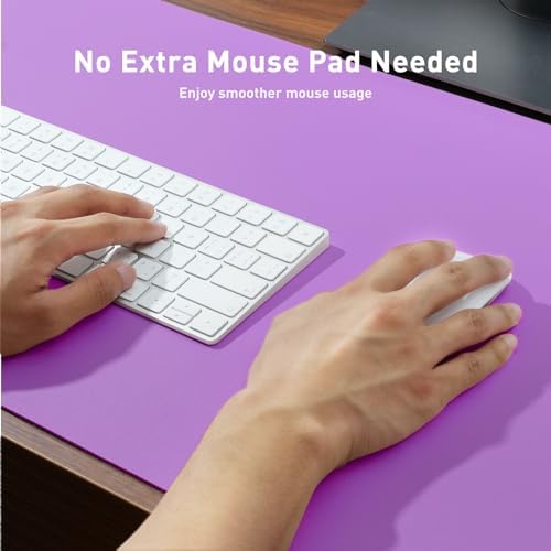 Aothia Leather Desk Pad Protector, Office Desk Mat, Large Mouse Pad, Non-Slip PU Leather Desk Blotter, Laptop Desk Pad, Waterproof Desk Writing Pad for Office and Home (48"x17", Iris Violet) - Image 4