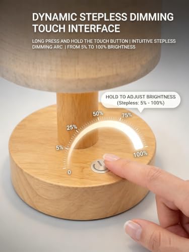 CHLORANTHUS Mini Rechargeable Cordless Table Lamp – 4000mAh Battery Bedside Lamp, Touch Control Dimmable LED Light with 3 Color Modes, Portable Night Light for Decor for Bedroom & Living Room - Image 4